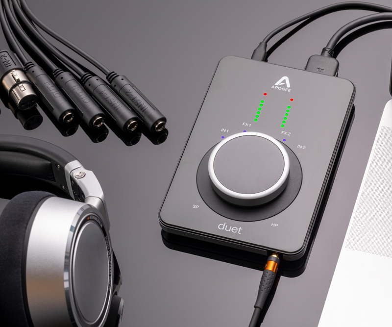 Apogee Duet next to headphones
