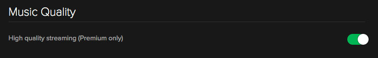 Toggle Spotify's music quality switch