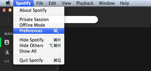 Change the Spotify preferences by going to the menu dropdown. 