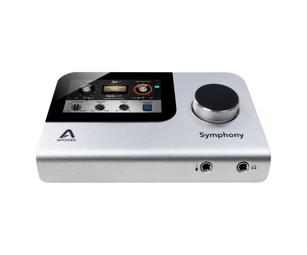 Apogee Symphony Desktop with Opto-3A on touchscreen